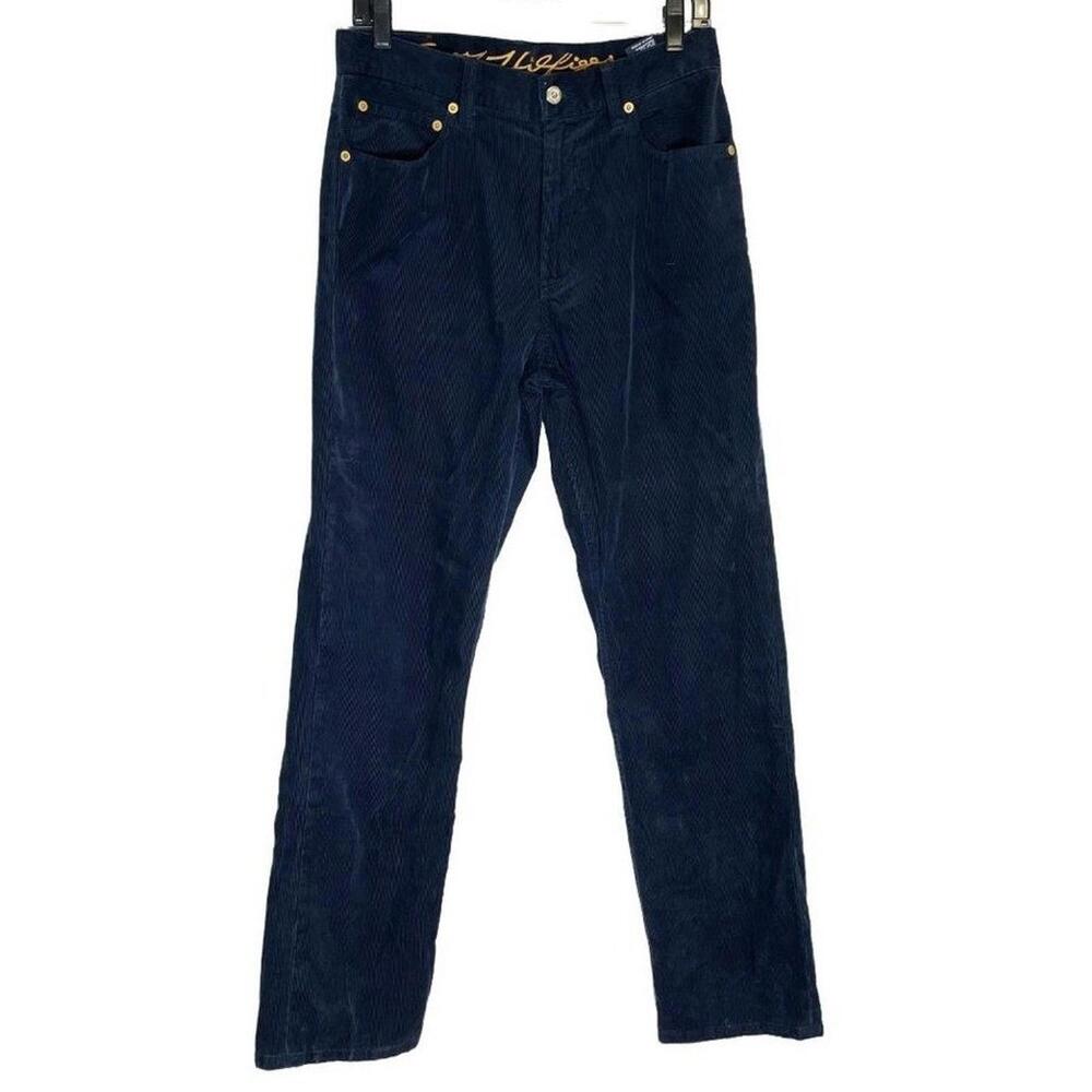 Y2K Tommy Hilfiger Women's High Rise Navy Corduroy Straight Leg Pants Size 30 32